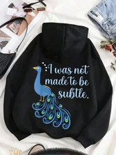 A blue peacock and I should not be subtle words print casual sports hoodie all