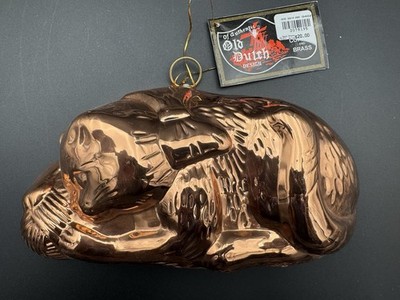 Old Dutch Copper cat cake pan Wall Hanging Copper w/brass hook with tag
