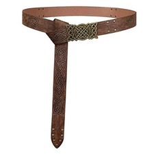 Viking Leather Belt - Ren Faire Medieval Mens Wide PU Viking Belt Cosplay