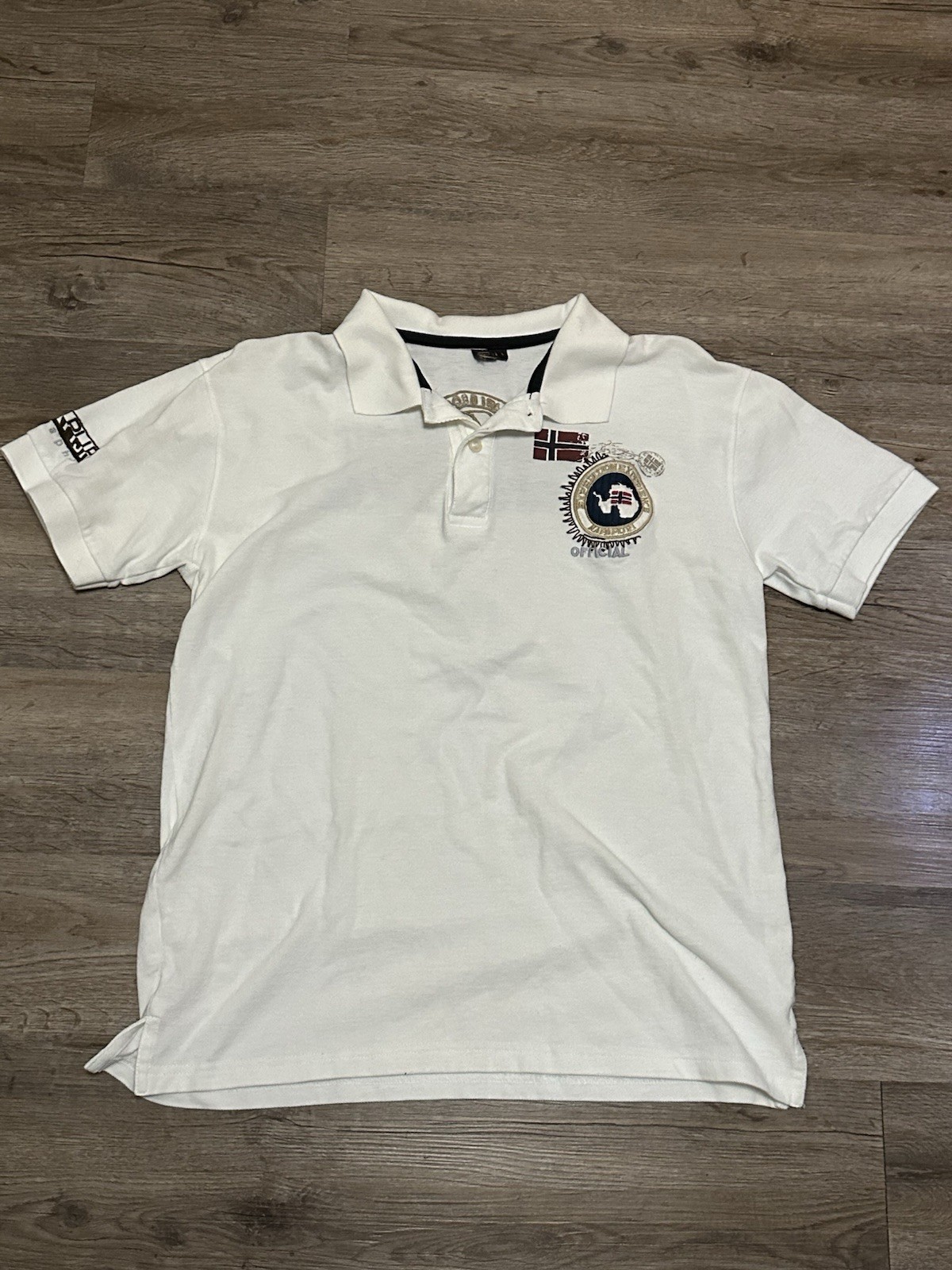 Napapijiri Vintage Polo Shirt Size Large Embroidered Crest Logo