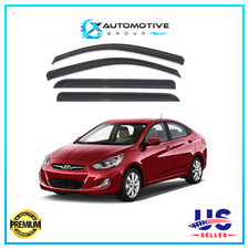 Black Window Vent Visors Rain Guards Deflector For Hyundai Accent 2011-2017