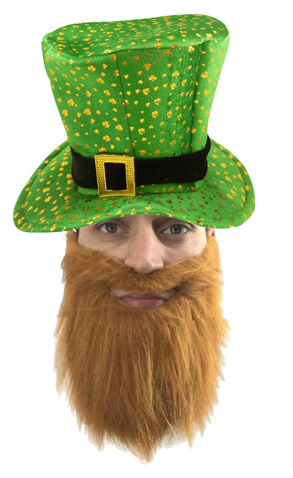 Adults St Patricks Day Leprechaun Hat & Beard Ireland Irish Fancy Dress