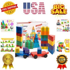120Pcs Magnetic Tiles Magnetic 3D Building Blocks Set Educational Constructio...