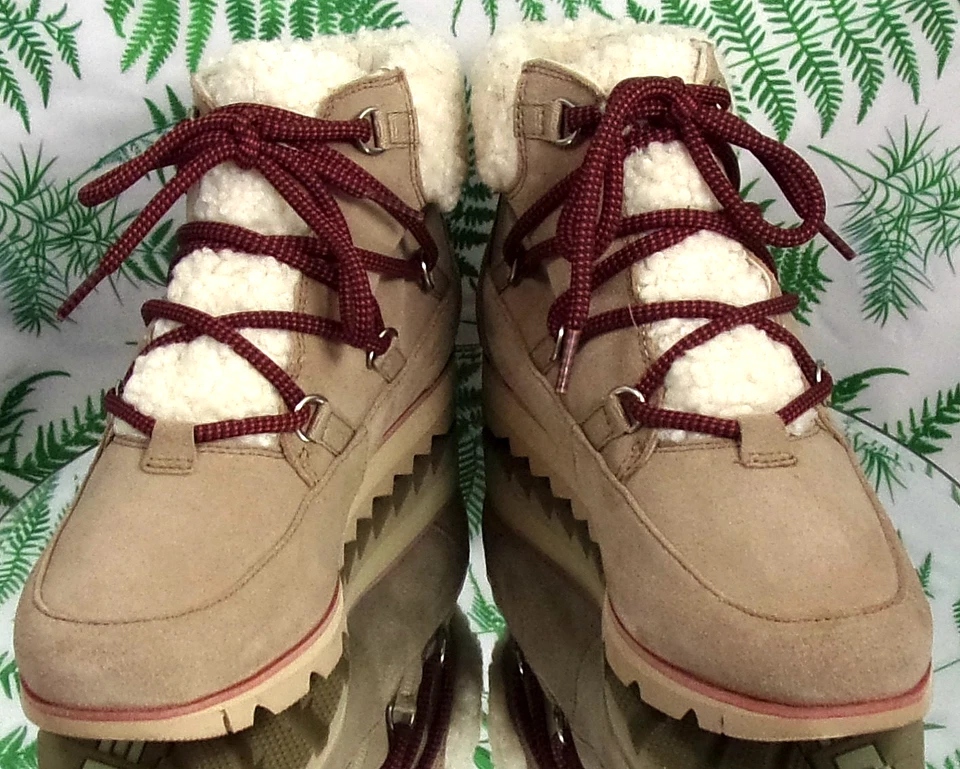 BOTINES SOREL HARLOW BEIGE GAMUZA CUERO INVIERNO MODA ZAPATOS MUJER TALLA 9.5 Foto 2 de 4