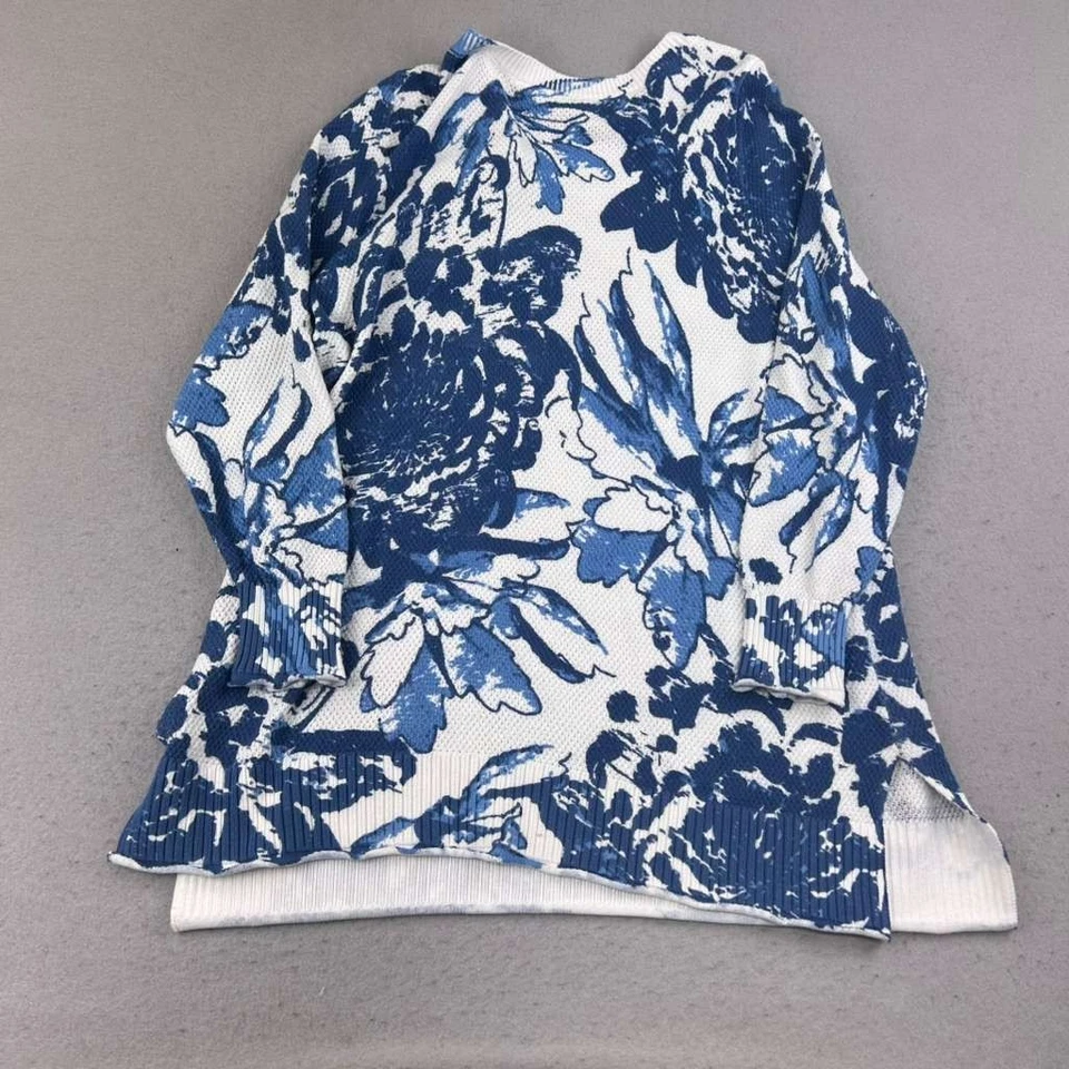Suéter térmico Soft Surroundings para mujer 1X azul floral manga larga Foto 4 de 4