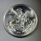 1985 Engelhard 1oz .999 Fine Silver American Prospector Round With GOLD NUGGETS