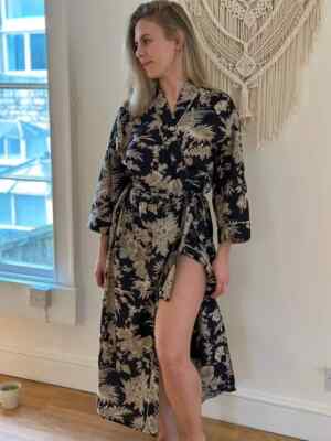 1 PC Indian block Print 100% cotton robe gown Hippie women maxi kimono dresses