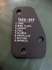 Aircraft Warbird T-28 Check Off List Takeoff Plastic Back Lit Original T-28b&C