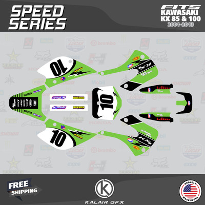 Graphics Kit for  Kawasaki KX85 KX100 (2001-2013) KX 85 Speed - Green
