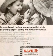 1965 Colgate Dental Cream Toothpaste Advertisement Dental Health Coupon DWII24