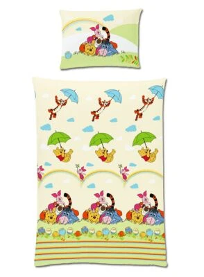Disney Renforcé Baby Bettwäsche 100x135cm Winnie Pooh& seine Freunde Gelb Honig - Bild 1 von 4