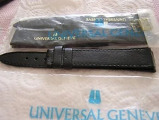 NEW VINTAGE  ORIGINAL POLEROUTER UNIVERSAL GENEVE LEATHER BAND 14X17MM FROM 1970