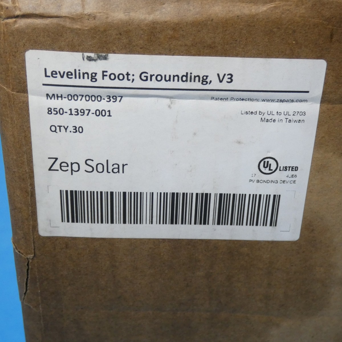 Zep Solar Panel Leveling Foot Grounding Lug V3 Mh-007000-397 Zep Solar ...