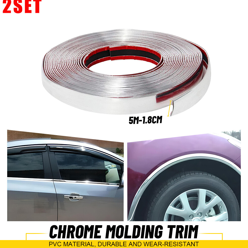 2-Pack 16.4FT Chrome Trim Molding for Car Bumper Side Body Trunk Styling