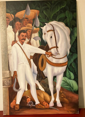 Ray Martinez Rendering Diego Rivera s  EMILLIANO ZAPATA  signed-1950s