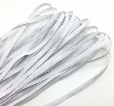 4 MM WEISS FLACH GEFLOCHTEN ELASTISCH - NÄHEN/BASTELN OHRSCHLAUFE KORDEL DRAHT