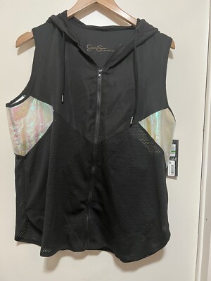 Jessica Simpson The Warmup Windbreaker Vest With Holographic Paneling L NWT