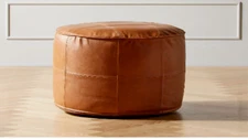 Pouf Leather Ottoman Moroccan Brown Footstool Handmade Unstuffed Pouffe Genuine