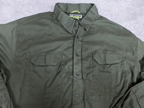 First Tactical Shirt Mens 2XL XXL Green Button Up Gun Shooting Ammo Pockets Big - Picture 2 of 12