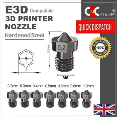 3D Drucker Düse gehärteter Stahl E3D kompatibel V6 Düse M6 1,75mm Filament