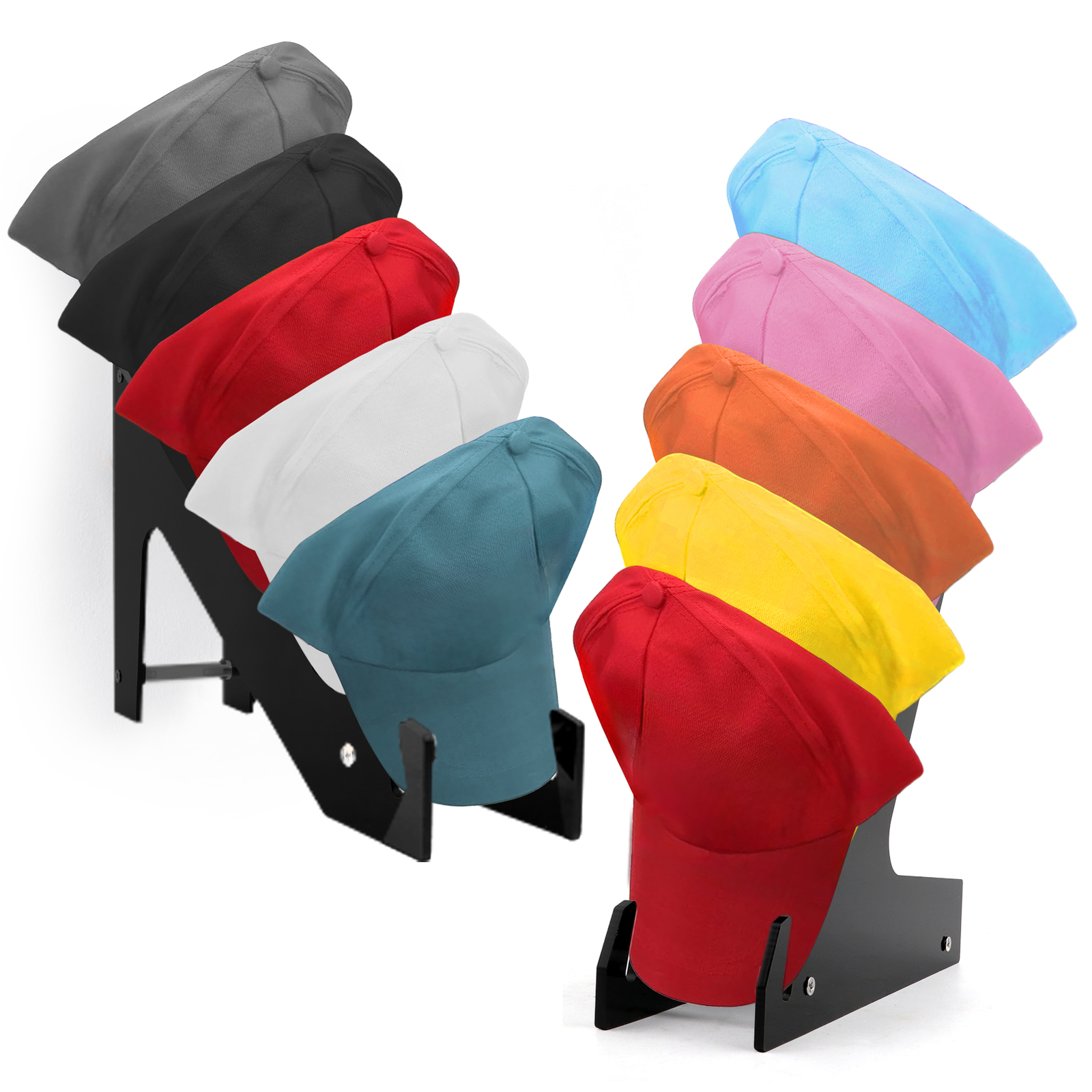 2pcs Cloakroom For Baseball Cap Acrylic Hat Rack Display Wall Mounted