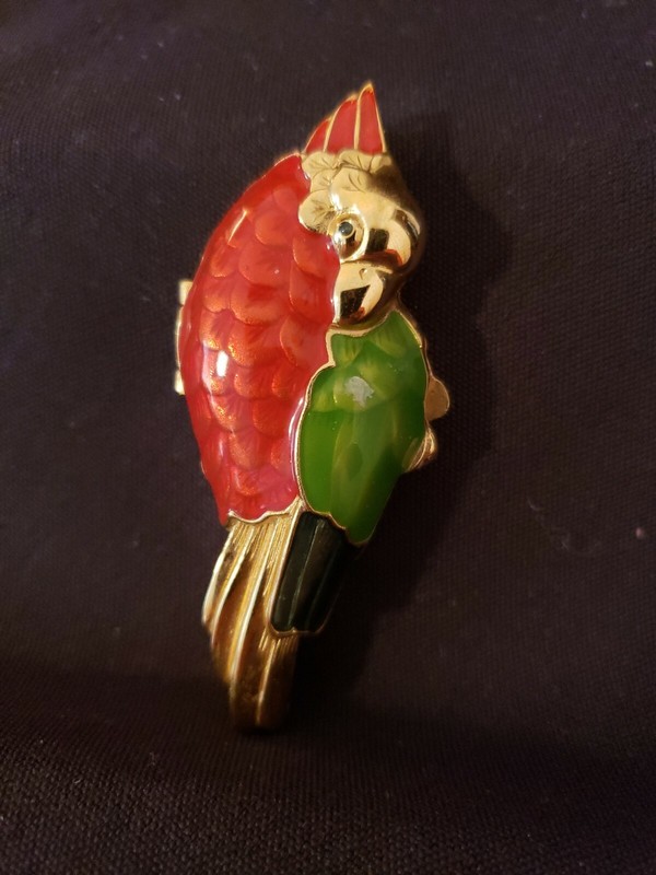 Estee Lauder-solid Perfume (Parrot) Vintage Red and Green year 1991