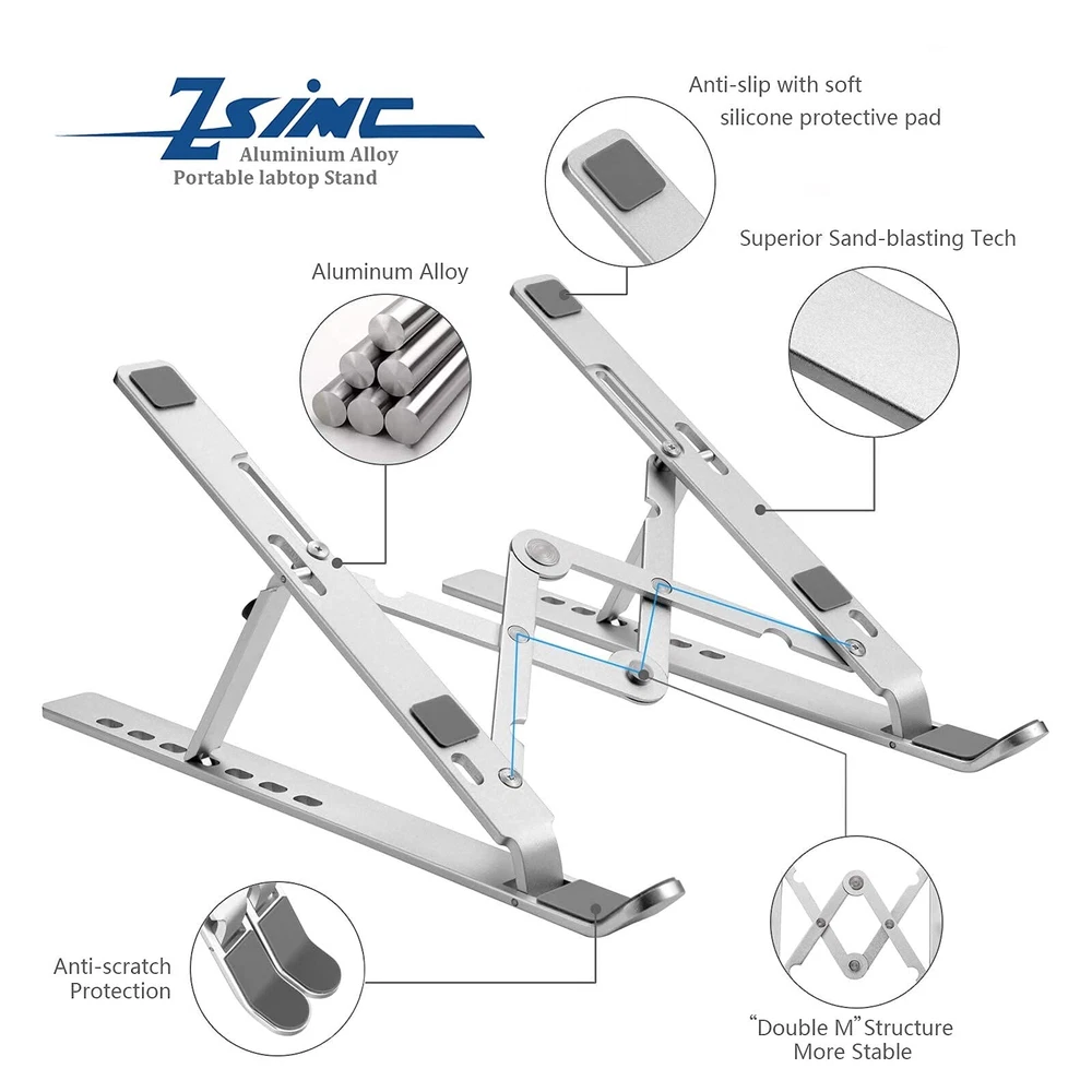 Laptop Stand, Laptop Riser Computer Stand for desk, Adjustable Aluminum Folda...