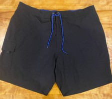 Caribbean Half Elastic Solid Cargo Swim Trunks 4 Pockets, Size 2XB Big Tall