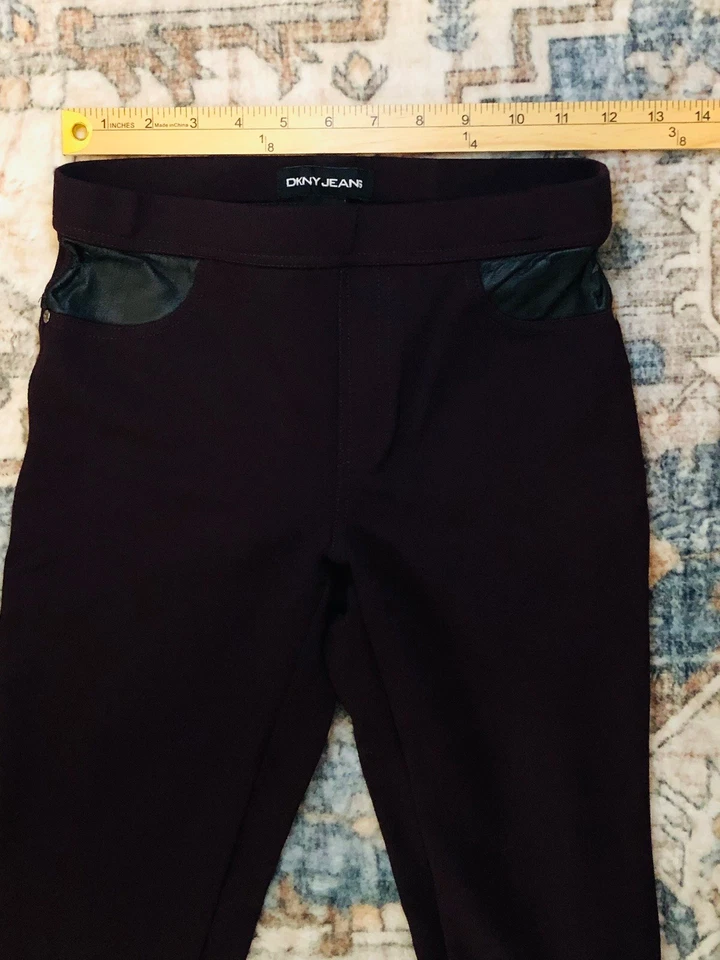 Pantalón de mezclilla DKNY Merlot Ponte tiro medio para mujer XS Foto 4 de 4