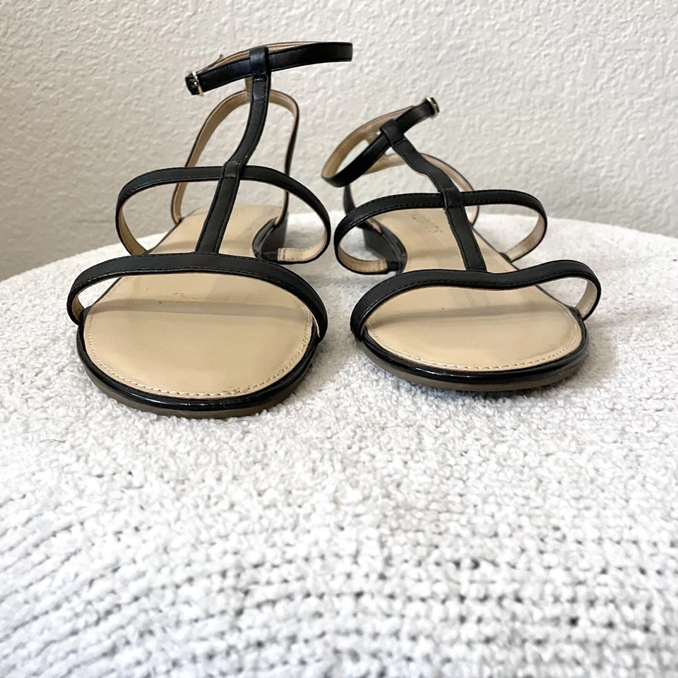 Sandalia de gladiador de cuero margarita Talbots para mujer 7,5 hebilla al tobillo negra Foto 4 de 4