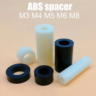 Arandela hueca espaciadora separadora redonda sin rosca ABS nailon M3-M8 50 un. para PCB