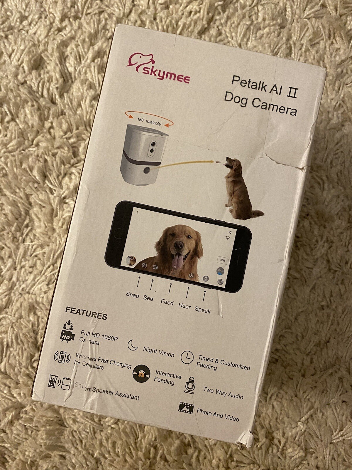 Petalk AI II Dog Camera Automatic Treat Dispenser, 5G WiFi Pet Camera with 180°-image