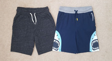 Spring Summer Shorts Boy Size M 8 Kid Black Blue Shark Elastic Waistband Used
