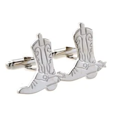 Cowboy Boot Stirrups Pair Cufflinks in a Presentation Gift Box & Polishing Cloth