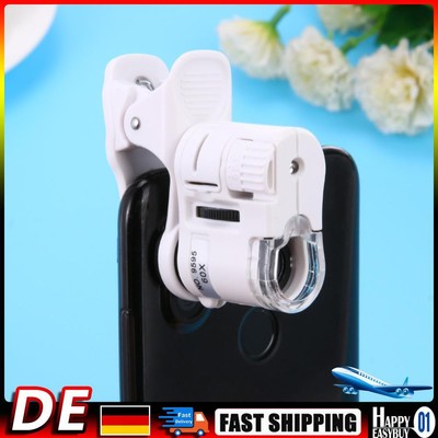 Universal 60X Phone Microscope Zoom Micro Camera Clip Lens w/ LED Light Hot