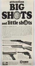1964 Crosman CO2 Gas Air Powered Rifles Pistols Hunting MCM Print Ad Fairport NY