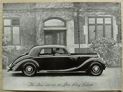 RILEY 100hp 2 ½ LITRE SALOON Car Sales Specification Leaflet 1949 #24/3 (55168)