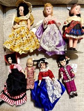Lot Of 7 Vintage Or Antique Dolls: Sleepy Eyes, Bisque, German Doll   App 7.5"