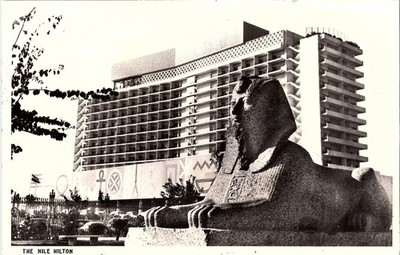 RPPC Postcard Nile Hilton Hotel Cairo Egypt Postcard Mid Century MCM