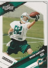 BRIAN HARTLINE 2009 SCORE ROOKIE CARD #316 DOLPHINS & OHIO STATE. rookie card picture