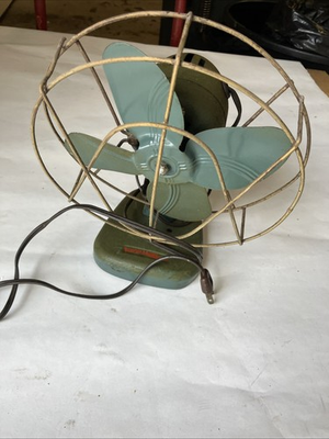 #ad Vintage Dominion Fan 8” Green Works $29.00