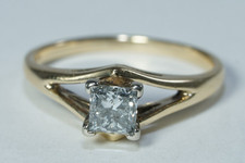 .50ct Natural Diamond Princess Solitaire Engagement Ring 14K Yellow Gold, Sz 7.5