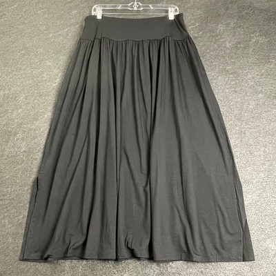EILEEN FISHER Fine Jersey Gathered Skirt Women's Size US M Black