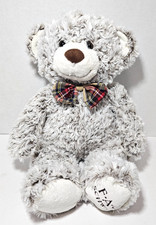 FAO Schwarz 18  Teddy Bear Plush Stuffed Animal - Bow Tie - Gray Plush