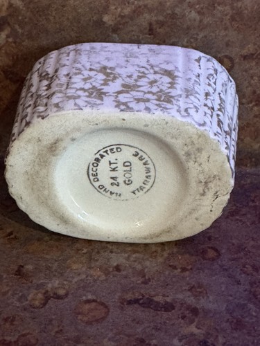 Vintage DECORATO A MANO 24 KT. Ciotola in vetro TIARAWARE ORO - Foto 5 di 5