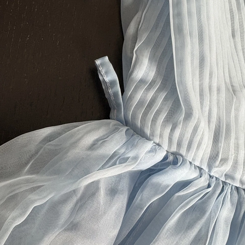 Vintage 50s/1950s Girls Size 4? Light Blue Sheer Party Dress Easter FLAW, READ - Image 4 of 4