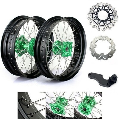 For Kawasaki Supermoto 17'' Wheel Discs Kit KX250F KX450F 06-18 KX125 KX250 06-13