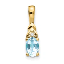 14k Yellow Gold Aquamarine and Diamond Pendant Perfect Gift for Her