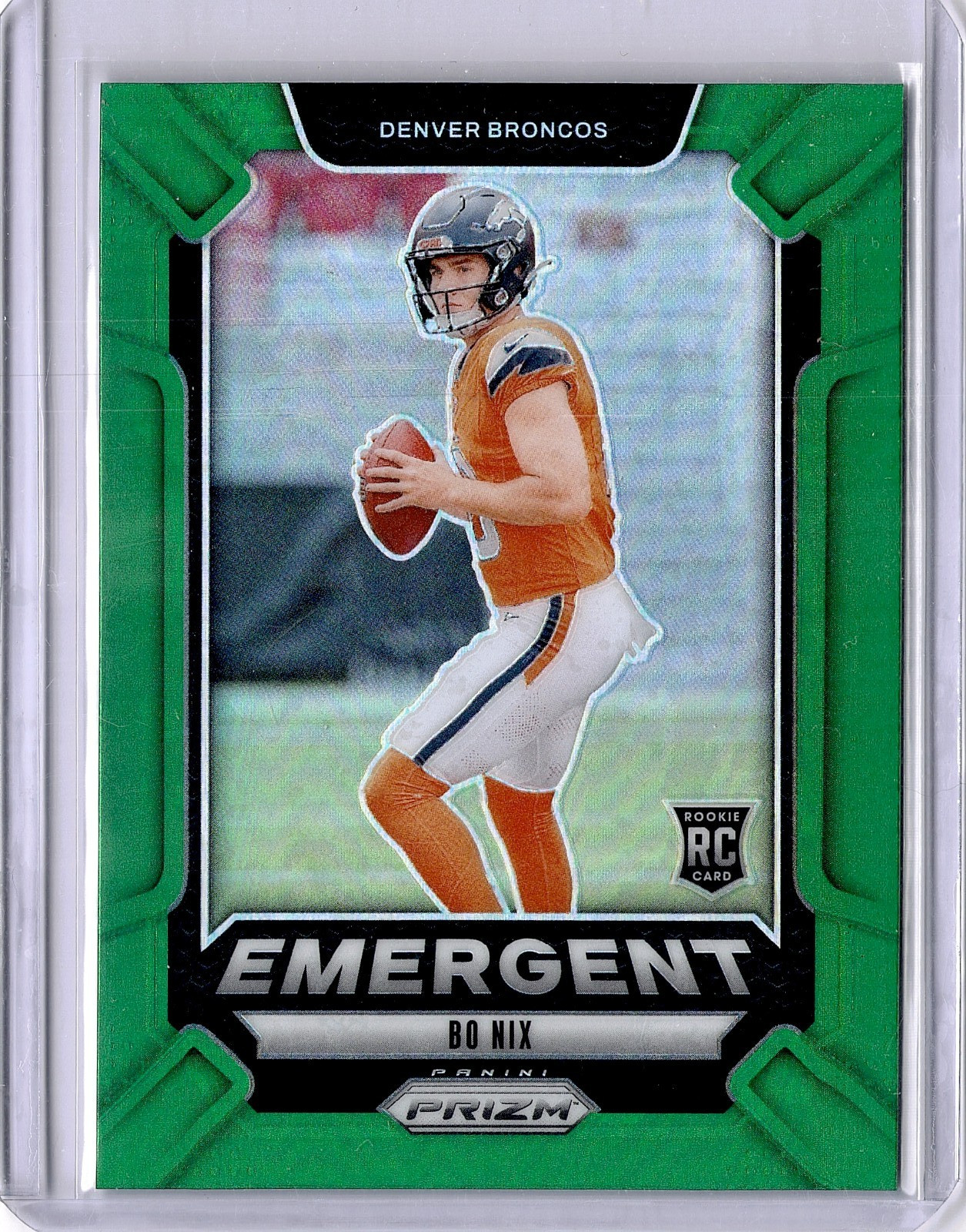  Bo Nix 2024 Panini Prizm - Emergent #3 Green Prizm (RC)