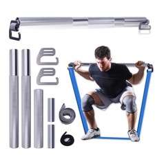 Fitness Resistance Band Exercise Bar Full Body Workout Home Gym Equipment Lar...